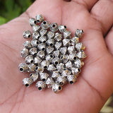 40 PIECES PACK' 7 MM' SILVER OXIDIZED METAL BEADS USED IN DIY JEWELLERY MAKING