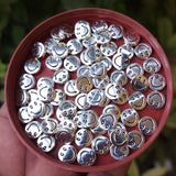 10 PIECES PACK' 10 MM' SILVER OXIDIZED SMILEY METAL BEADS USED IN DIY JEWELLERY MAKING