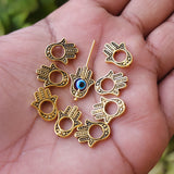 20 PIECES PACK' 16X9 MM' GOLD OXIDIZED HAMSA HAND METAL BEADS USED IN DIY JEWELLERY MAKING
