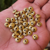 30 PIECES PACK' 9x4 MM' GOLD OXIDIZED METAL BEADS USED IN DIY JEWELLERY MAKING