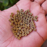 50 PIECES PACK' 4 MM' GOLD OXIDIZED METAL BEADS USED IN DIY JEWELLERY MAKING