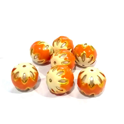 2 Pieces Pack,13mm Fine Selections of Handworked Meena Beads