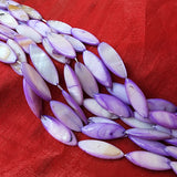 SHELL BEADS STRANDS, MOTHER OF PEARL (MOP) DYED FAST COLOR HIT TREATED, SIZE ABOUT 28x10 MM, 8-9 PIECES