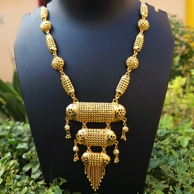 3 PIECES SET' NECKACE , EARRING AND RING 'GOLD MICRO PLATED LONG NECKLACE SET