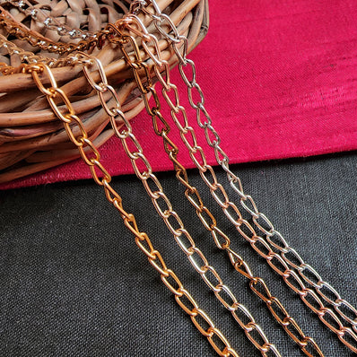 5 COLOR COMBO METAL CHAINS' SOLD BY 70-75 CM LONG CUTTING PACK OF EACH COLOR' SIZE APPROX 6.5 MM