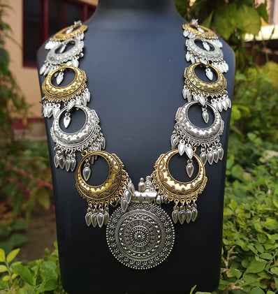 GERMAN SILVER DUAL TONE' OXIDIZED TRENDY NECKLACE SOLD BY PER PIECE PACK