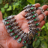 KOLHAPURI STYLE' STONE STUDDED' GERMAN SILVER OXIDIZED TRENDY NECKLACE SOLD BY PER PIECE PACK