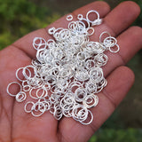 30 GRAM PACK' 4-8 MM ASSORTED MIX OF OPEN JUMP RINGS' SILVER POLISHED