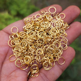 30 GRAM PACK' 4-8 MM ASSORTED MIX OF OPEN JUMP RINGS' GOLD POLISHED