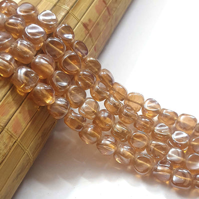 AB Glass Peach Transparent Color Handmade Glass Beads in Strand