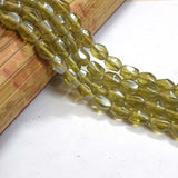 AB Glass Beads Twisted shape Barroque handmade beads, Sold Per String 16 inches long, Olive Green Color