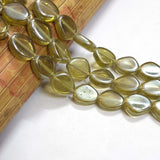 AB Glass Beads Twisted shape Barroque handmade beads, Sold Per String 16 inches long, Olive Green Color