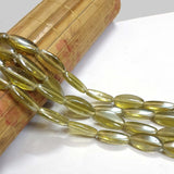 AB Glass Beads Oval shape Oval handmade beads, Sold Per String 16 inches long, Olive Green Color
