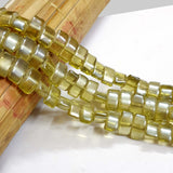 AB Glass Beads Pillow Shape handmade beads, Sold Per String 16 inches long, Olive Green Color