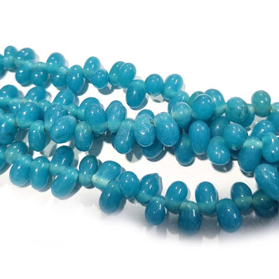 Per Line 16" Strnds, Handamde Plain Glass Beads for Jewellery Making in size about 9x6mm Turquoise Colour Approx 90 Beads in Line
