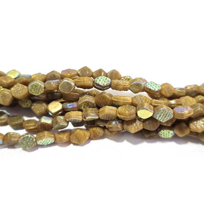 Per Line 16" Strnds, Handamde Plain Glass Beads for Jewellery Making in size about 6x7mm Beige AB Colour Approx 70 Beads in Line