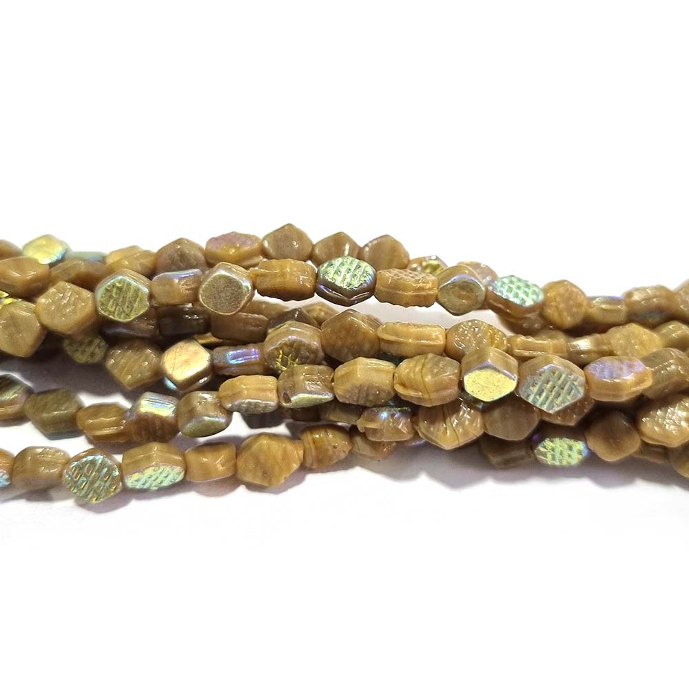 Per Line 16" Strnds, Handamde Plain Glass Beads for Jewellery Making in size about 6x7mm Beige AB Colour Approx 70 Beads in Line