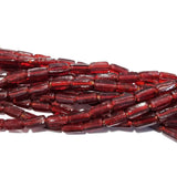 Per Line 16" Strnds, Handamde Plain Glass Beads for Jewellery Making in size about 5x11mm Dark Red Transparent Colour Approx 38 Beads in Line