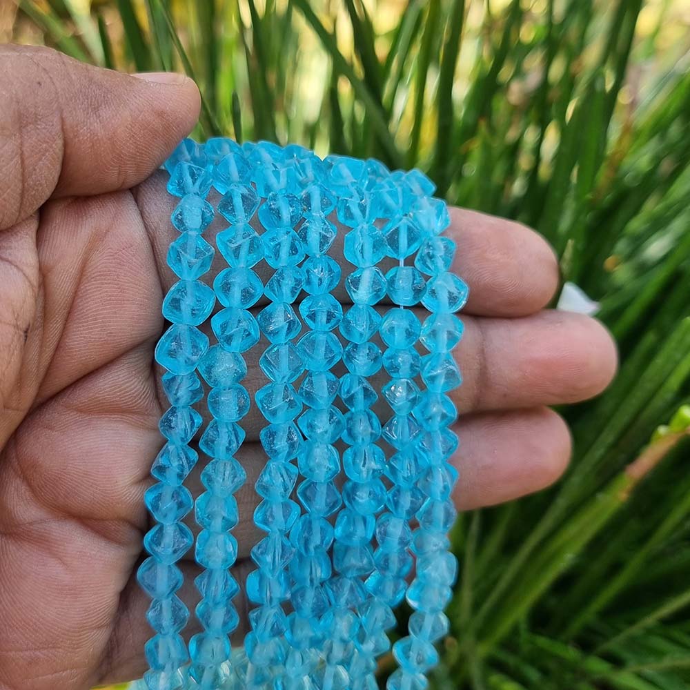 Turquoise Blue 3 Strings/Lines each 16 Inches Size About 6x7 Milimeters , Approx 68 Beads in one line