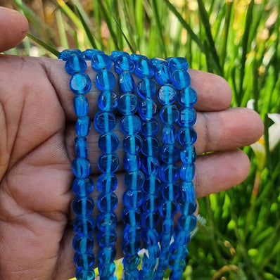 Turquoise Blue Handmade Glass Beads Sold Per String/Line of 16 Inches Size About 7x7 Milimeters Sold Per Line of 16 Inches, Approx 56 Beads