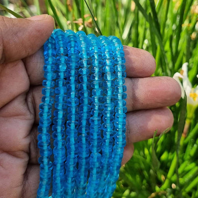Turquoise Blue Handmade Glass Beads Sold Per String/Line of 16 Inches Size About 6x4 Milimeters Sold Per Line of 16 Inches, Approx 120 Beads