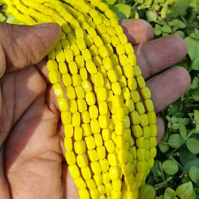 5 Strings/Lines Yellow Handmade Glass Beads,  Each 16 Inches,  Size About 4x6 Milimeters,  Approx 360 Beads in 5 strings