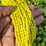 5 Strings/Lines Yellow Handmade Glass Beads,  Each 16 Inches,  Size About 4x6 Milimeters,  Approx 360 Beads in 5 strings