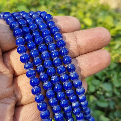 Blue Handmade Glass Beads Sold Per String/Line of 16 Inches Size About 6 Milimeters Sold Per Line of 16 Inches, Approx 76 Beads
