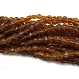 4 Line/Strands Brown Glass Beads in size about 6mm hand pressed faceted. 4 line has about 240 Beads