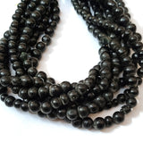 7-8 mm' Uneven Black beads Sold by 4 Lines Pack