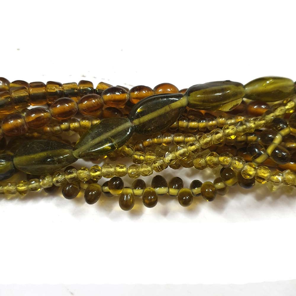 Glass Bead mix,  (Handmade), mixed shade brown colors, 4-10mm mixed shape. Sold per (10) 15" to 16" strands.
