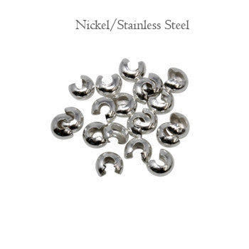 100 PCS NICKEL/STAINLESS STEEL PLATED CRIMP COVER FOR JEWELRY MAKING