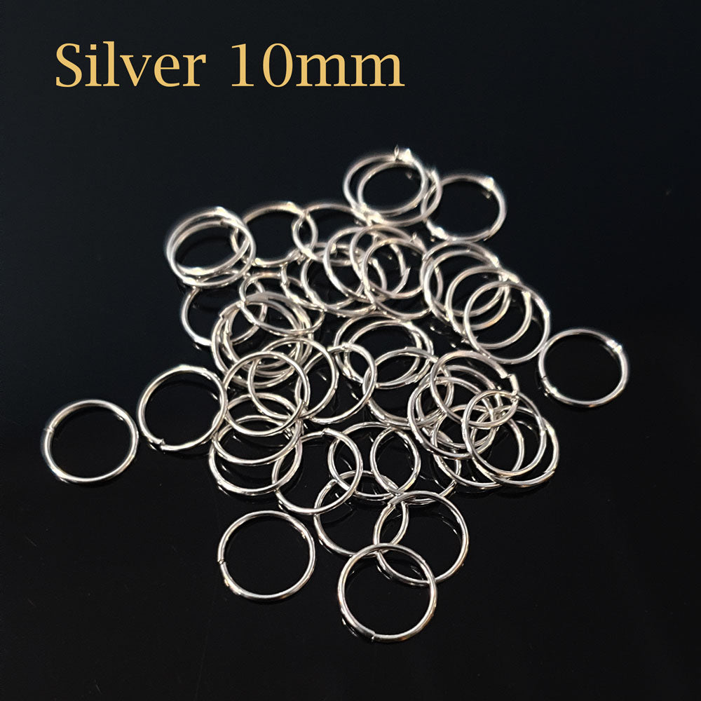 10mm, Open Jump Ring Silver Plated Sold Per Pack of 500 Pcs.
