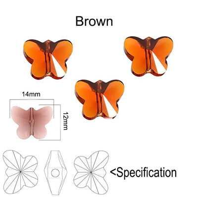 10/Pcs Lot, Fine Quality of Crystal Glass Butterfly Shape Beads in size about 14x12mm