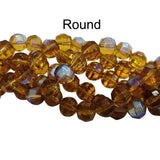 Round Faceted Football Brown AB Finish Fine Quality of Czechoslovakian (Czech Rep.) Crystal Beads