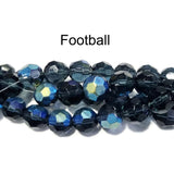 Round Faceted Football Montana AB Finish Fine Quality of Czechoslovakian (Czech Rep.) Crystal Beads