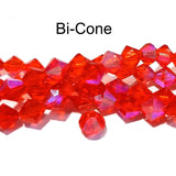 Bi Cone AB Finish Red Fine Quality of Czechoslovakian (Czech Rep.) Crystal Beads