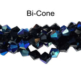 Bi Cone AB Finish Black Fine Quality of Czechoslovakian (Czech Rep.) Crystal Beads