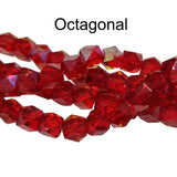 Octagonal Round Red Fine Quality of Czechoslovakian (Czech Rep.) Crystal Beads