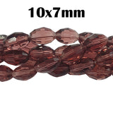 Faceted Crystal Glass Oval Beads Strands 10x7mm, Hole: 1mm, about 49~50pcs/strand