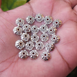 30 PCS PACK, 10 MM, SILVER OXIDIZED BEAD CAP FINDINGS FOR JEWELRY MAKING