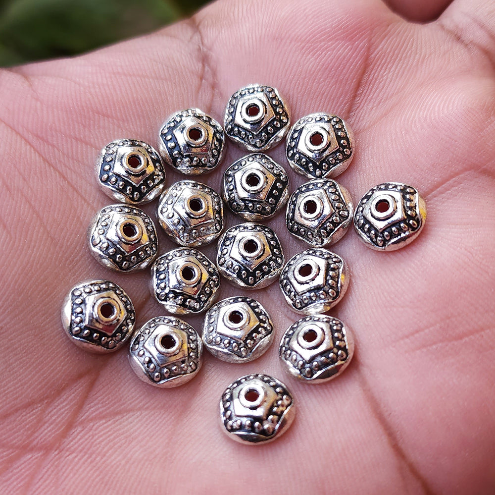 20 PCS PACK, 11 MM, SILVER OXIDIZED BEAD CAP FINDINGS FOR JEWELRY