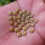 50 PCS PACK, 7 MM,GOLD OXIDIZED BEAD CAP FINDINGS FOR JEWELRY MAKING