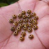 50 PCS PACK, 7 MM,GOLD OXIDIZED BEAD CAP FINDINGS FOR JEWELRY MAKING