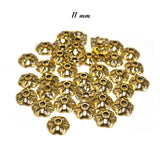50 PIECES PACK' 11 MM GOLD OXIDISED CAPS