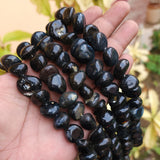 ONYX TUMBLE BEADS ' 13-15 MM ' SOLD BY PER LINE' 34-36 PIECES APPROX