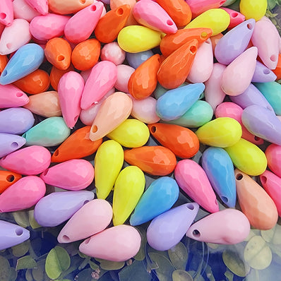 30 PIECES MIX PACK' 15x7 MM' TEAR DROP FACETED ACRYLIC PASTEL COLOR BEADS USED IN DIY JEWELLERY MAKING