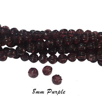 8mm Size Pumpkin courugated glass beads high quality sturg in black cotton threads 16 inches line Approx 50~51 Beads jewelry making beads