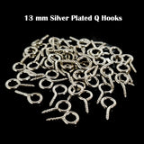 20 Pieces Pack' 13 mm Q Hooks Silver Plated