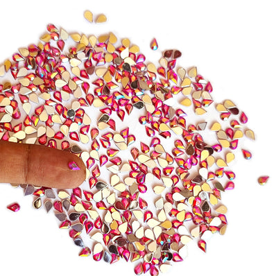 500 Pcs Pack, 6x4mm, Pink, Flat Back Drop Acrylic crystal Rhinestones imitaion Gems for Costume Making, FLAT BACK USED IN JEWELLERY ,HOBBY WORK ,NAIL ART ,CRAFT WORK ETC